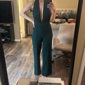 Formal Halterneck Jumpsuit - Emerald Green